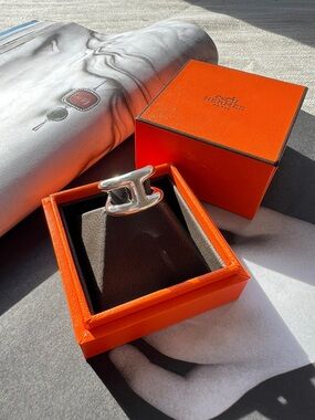 Hermes Sterling Silver Osmoz Ring 50